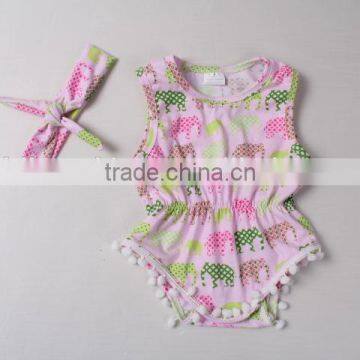 Latest Summer Printed Cotton Sleeveless Elephants One Piece Cute Baby Animal Romper photo-2