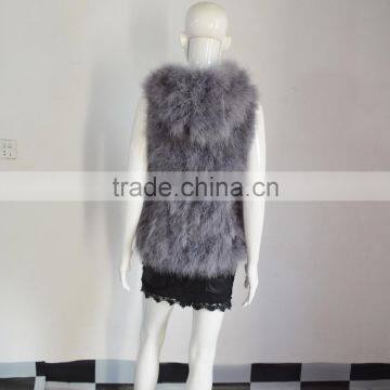 SJ007-01 Top Quality 2017 Fashion Apricot Turkey Feather Vest photo-6