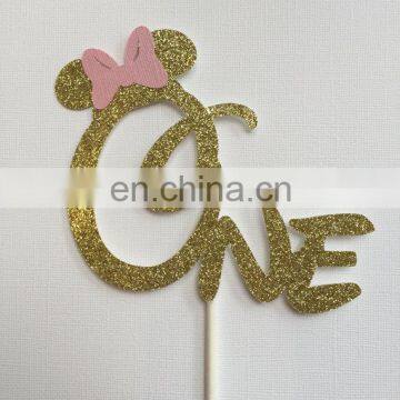 One Glitter Mouse Paper Cake Topper Birthday Party Decor