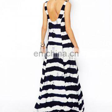 CHEFON Tie Dye Stripe Maxi casual long dresses