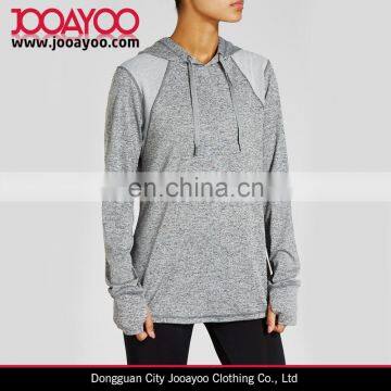 Running Women Long Sleeve Grey Sport Plain Hoodie Jacket
