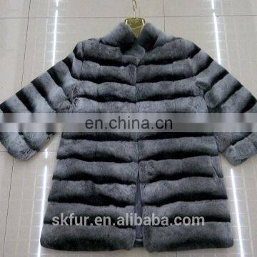 Natural color long chinchilla fur coat