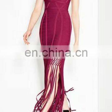 New Fashion Women Bandage Dress Mature Ladies Modest Sexy Tassel Dress photo-2