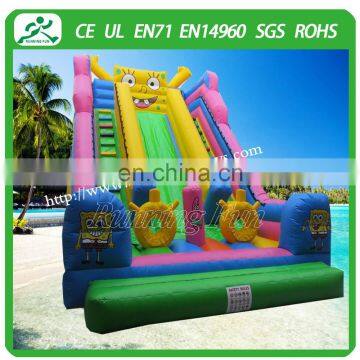 2015 Family backyrard cartoon inflatable slide with obstacle, inflatable water slide for adult