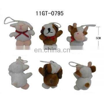 animal keychain plush toys promotional key ring: sheep, dog and ox