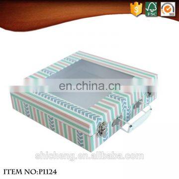 Best quality simple style paper children suitcase box with metal lock