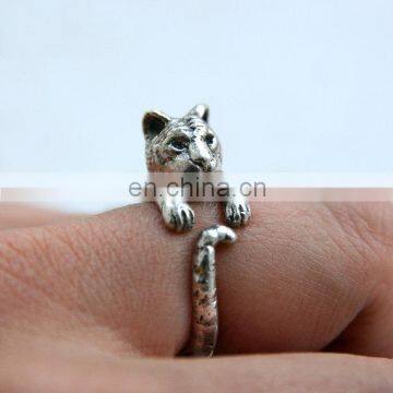 2017 Best Selling Products Antique Silver Tiger Head Ring,Adjustable Wrap Tiger Head Ring photo-1