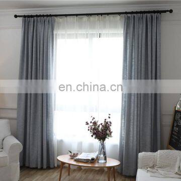 Polyester Linen Look Semi-blackout Simple Solid Color Plain Curtain Fabric photo-3