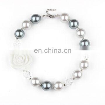 Baby Girl Necklace Bracelet 2pcs Set Children White Chunky Bubble Beads Necklace Jewelry Sets photo-4