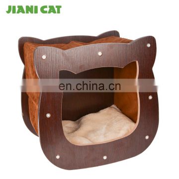 fashion cat shaped wooden style cute designed cat scratcher house