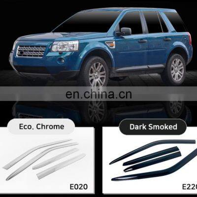 Chrome Door Visor Side Window Deflector Shade Sun Rain Shield Silver Strips Guard for Land Rover Discovery Freelander 2 photo-2