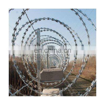 BTO-22 CBT-65 Galvanized cross type Concertina Razor Barbed Wire with low price