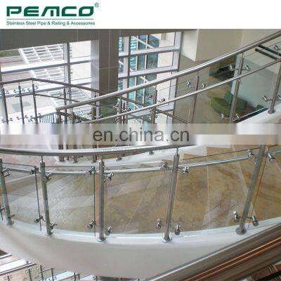 Indoor Stairs Glass Railing Systems Stainless Steel Stair Balustrade Handrails