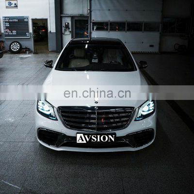 ABS PP material of front bumper assembly grille headlights side skirt for Mercedes Benz S-class W222 upgrade to S63 Model 14-20