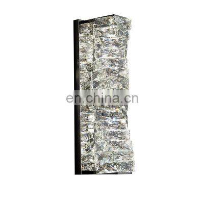 French Style Luxury Crystal Sconce Antique Stainless Steel LED Wall Light for Bedroom Bedside Wall Lamp