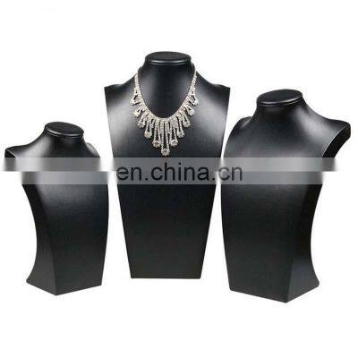 Hot Sale Black Volor Mannequin Shape Pu Leather Jewelry Display Stand Showcase Necklace Pendant Bust Displays Holder For Counter