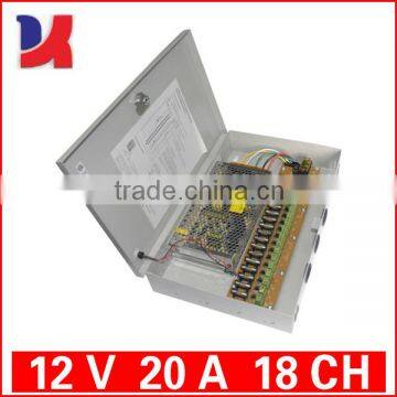<9>12v20a 18outputs switching model cctv power supply with key and 2 years warranty