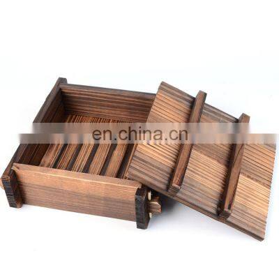 Japanese square wood sushi food bento box