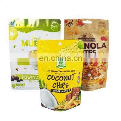 customize digital high quality printed kraft plastic compostable stand up pouches with zipper for food packaging