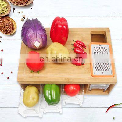 Large Bamboo Cutting Board With 4 Trays for Easy Food Prep and Cleanup photo-2