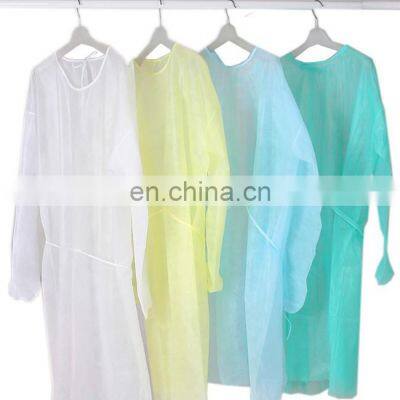 Non-woven Disposable Blue Isolation Gown with Knit Cuff