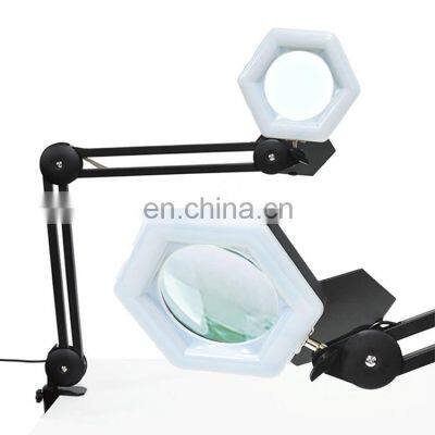 2022 Wholesale Factory Manual Operation Traditional Handicraft Worktable Beauty LED 5D Glasses LED Light Magnifying Lamp