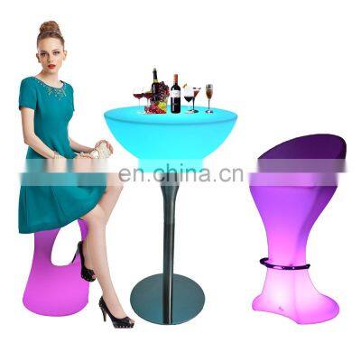 glowing chair /Rechargeable plastic LED outdoor furniture light up color changing illuminated Bar Tables and Chairs