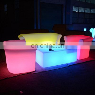 U Shaped Set Led Sectional Sofa Rgb Glowing Led Garden Sofa Plastic Outdoor Led Furniture Lounge Set Led Sofa Sectional