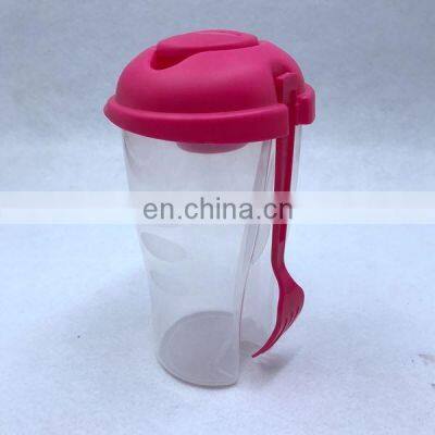 OEM Color Wholesale Plastic Fruit Salad Cup with Fork