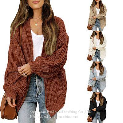 SW06 Women's Long Sleeve Cable Knit Cardigan Sweaters Open Front Fall Outwear Coat