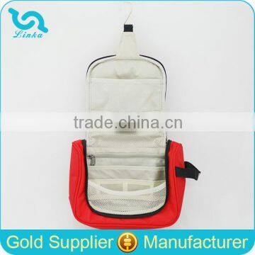 Hot Sale Red 1680D Hanging Toiletry Bag Portable Hanging Travel Toiletry Bag Family Travel Hanging Toiletry Bag