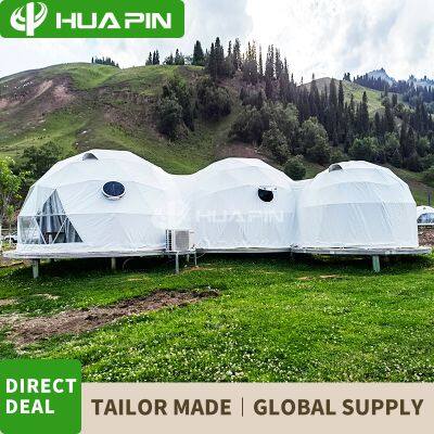 Scenic Area Homestay Hotel Tent 6m+6m+3m Starry Sky Room Camping Dome Starry Sky Tent Bubble House Spherical Tent Leather Lining With Bathroom photo-3