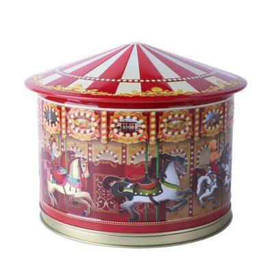Food Grade Custom Printing Carousel Gift Tin Box Music Metal Tin Box for Cookie Candy Chocolate Packaging photo-4