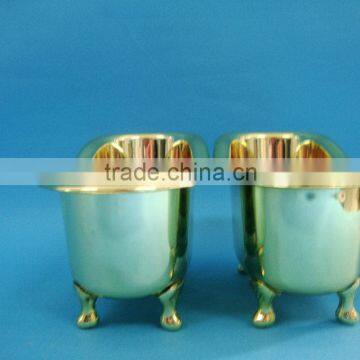 Golden color mini empty plastic bathtub container for bathroom products,Plastic mini bathtub container for sale