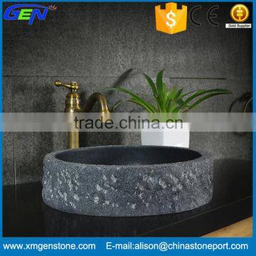 High Quality Bathroom Natural Black Granite Round Sink Design