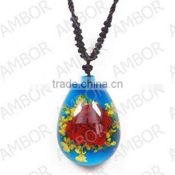 Fashion Jewelry,Souvenir Gift,Real Flower Acrylic Amber Necklace