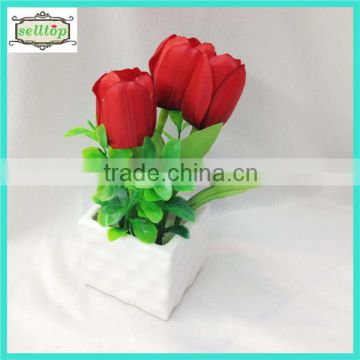 2014 new 18cm 3heads silk tulip artificial bonsai decoration