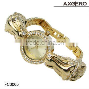 New Design Gold Watch Crystal Women Dress Alloy Watch Diamond Wristwatch Ladies Women Quartz Watch