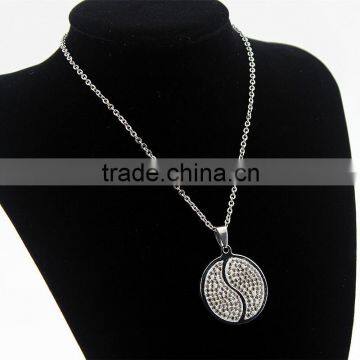 Stainless Steel Diamond Tai Chi Yin Yang Necklace Jewelry Wholesale photo-2