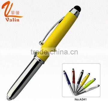 Short metal roller pen with led light and touch screen stationary