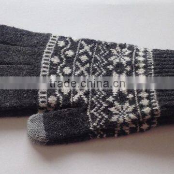 Ladies Knitted Warmer Gloves for Touch Screen Jacquard Gloves