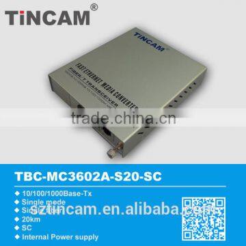 gigabit single mode single fiber 20km SC fiber media converter