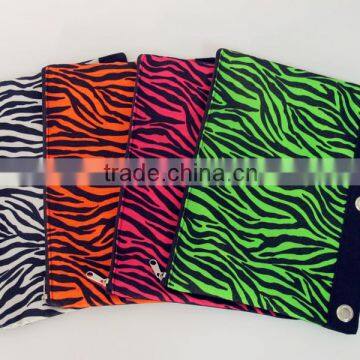 Osini 2016 fashion custom colorful zebra-stripe 3-ring binder pencil bag Eco-friendly non-woven zebra-stripe pencil bag