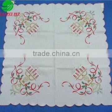 Satin table cloth with christmas candle embroidery