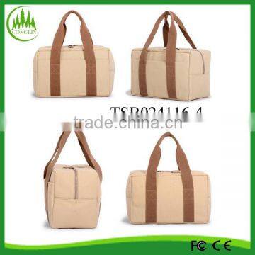 fashionable candy color canvas cooler bag with handle portable lunch bag thermal fitness insulated food bags