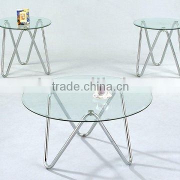 Modern Glass Coffee table with metal legs