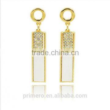 Rolled 18K Gold Plated Enamel Geometric Metal Women Fashion Long Earring photo-2