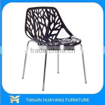 Promotional Modern Living Room Furniture PP PLASTIC FOREST CHAIR/ STEEL PIPE CHAIR