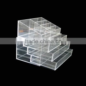 modern fashional pure acrylic makeup organizer/acrylic cosmetic organizer with drawer