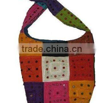 Stunning Indian shoulder bag,Fabric Handbags - Multi color Mirror Patchwork Shoulder bags wholesale shopping shoulder bags